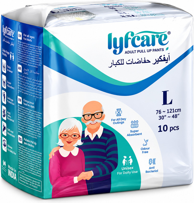 lyfcare lyfcare Pull-Up Pants | Waist Size (30-39 Inch) Adult Diapers - L(10 Pieces) - Flipkart Deal