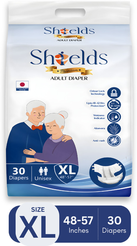Shields Premium Tape Style | Pack of 1 | Adult Diapers - XL(30 Pieces)