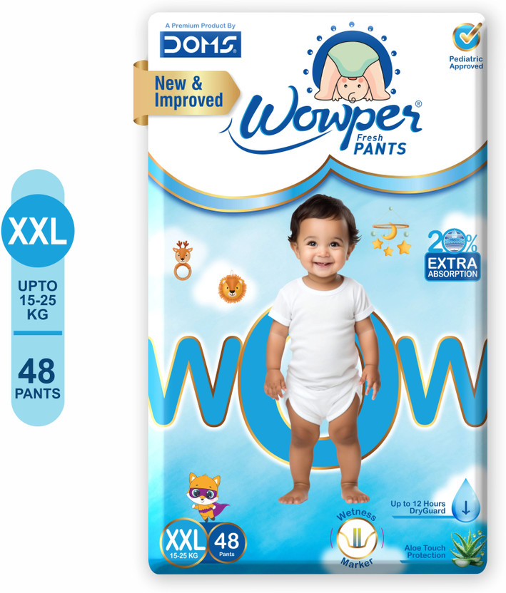 Wowper Baby Diaper Pants� |up to 12 hrs Absorption |15-25 Kg | Super Soft Diapers - XXL(48 Pieces)