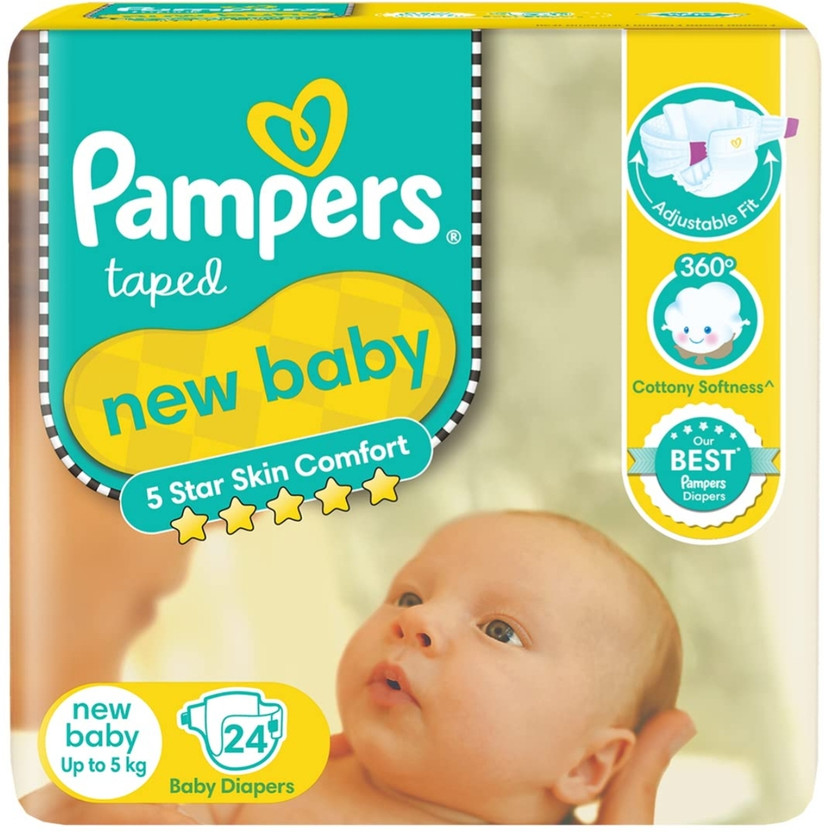 Pampers Active baby taped diper NB-24 pack of 1 Tape Diapers - New Born(24 Pieces)