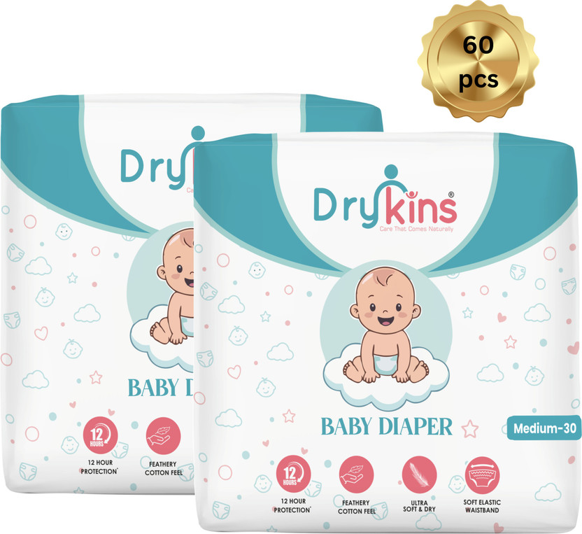 Drykins Baby Diaper M-60 pcs - M(60 Pieces)