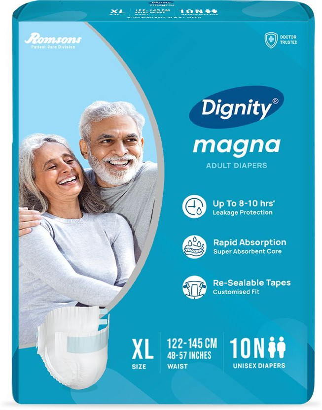 DIGNITY Magna Tape Style Adult Diapers - XL(10 Pieces)