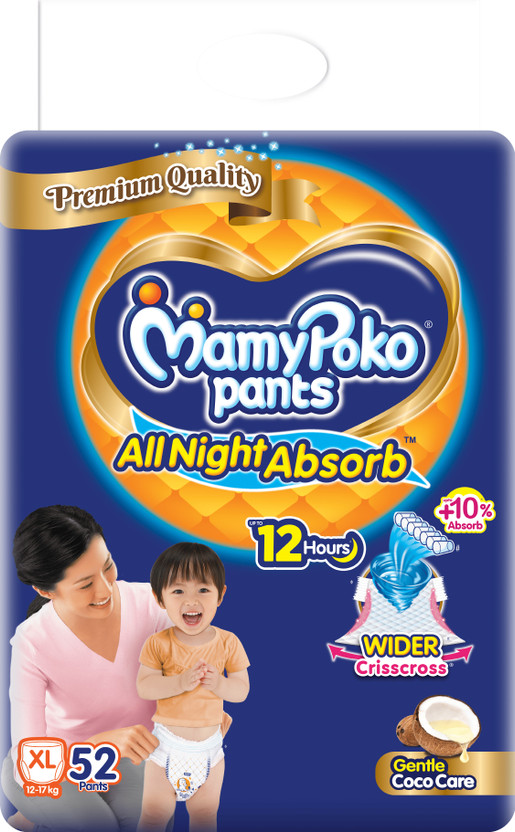MamyPoko All Night Absorb, Coco Care Pant Diapers - XL(52 Pieces)