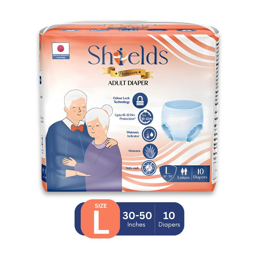 Shields Premium Pant Style | Pack of 1 | Adult Diapers - L(10 Pieces)