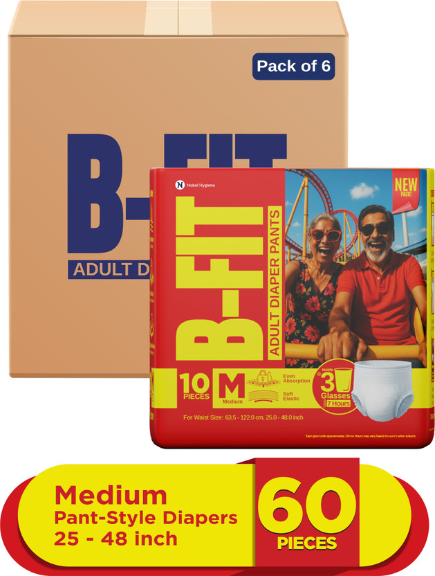 B-FIT Regular Pant Style Adult Diapers - M(60 Pieces)