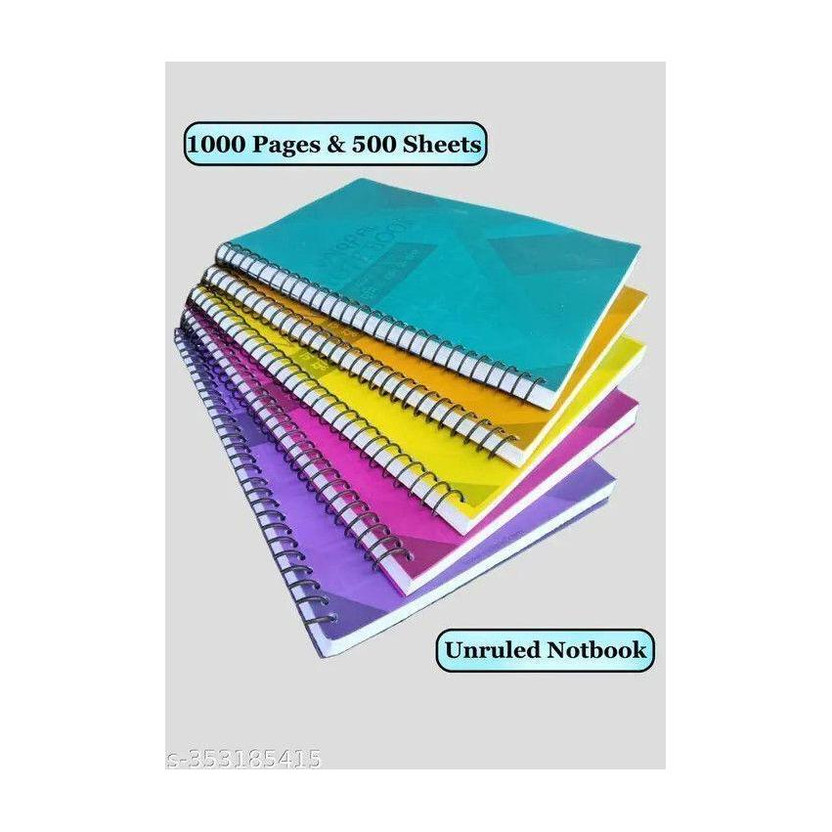 UNIQPAL Set of 5 A4 Notebook Unruled 200 Pages(Multicolor, Pack of 5)