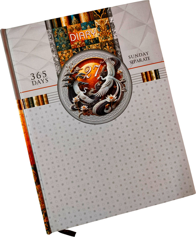 Excel Executive Style Month Cut Hard Bound Diary with Sunday separate Pages Regular Diary 2027 Ruled (Cover Color may be Different) 365 Pages(Grey)