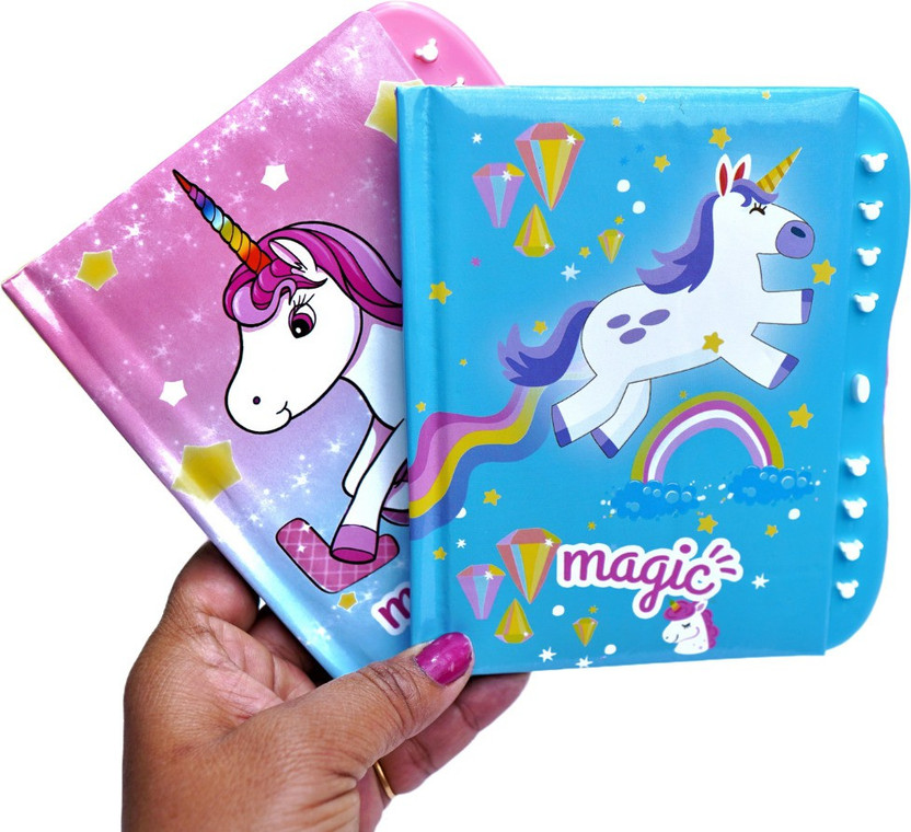 RELIA ONLINE Unicorn Password Lock Diary for Girls ( Pack of 2 ) Return Gift Combo A5 Diary Ruled 90 Pages(Multicolor, Pack of 2)