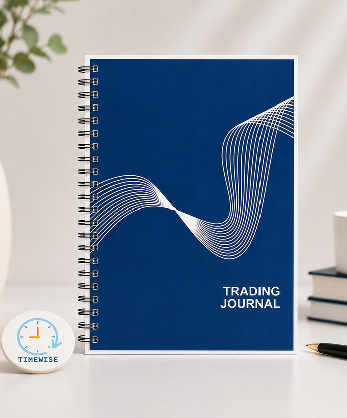 TimeWise Stock Market Trading Journal Notebook Day Trade Log A5 Journal Unruled 140 Pages(Navy)
