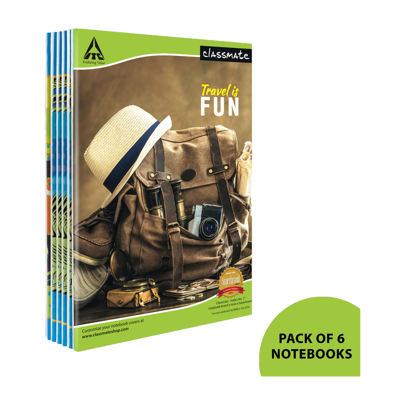 Classmate Notebook A4 Notebook Single Line 172 Pages(Multicolor, Pack of 6)
