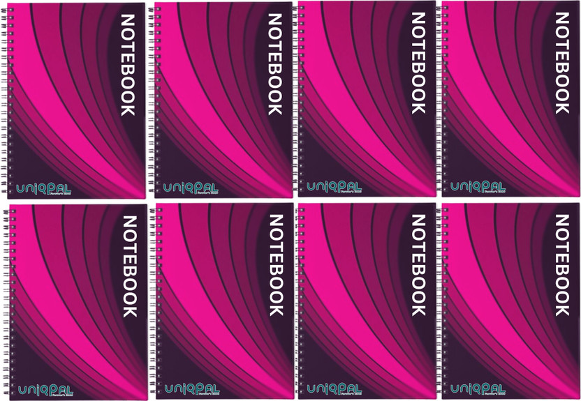 UNIQPAL Set of 8 A4 Notebook Ruled 200 Pages(White/Black, Pack of 8)