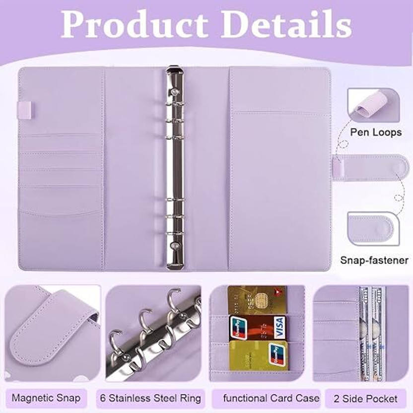JiyanEcommerce JiyanEcommerce Cash Envelopes,BudgetingSheets,Label Stickers Ruler Portable Refillable Ring A5 Planner/Organizer Ruled 100 Pages(Purple) - Flipkart Deal