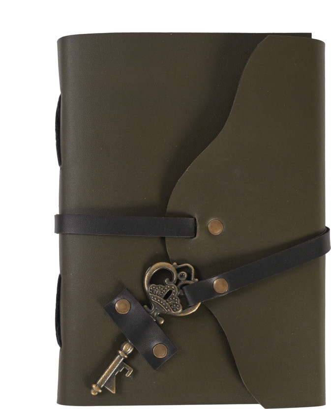 ORHAN 7*5 KEY GREEN VINTAGE CLOSURE A5 Journal Unruled 200 Pages(Olive Green)