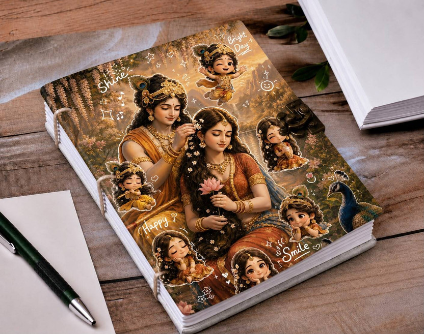 zafarhndicraft Radha Krishna Collection A5 Journal Unruled 200 Pages(Multicolor)