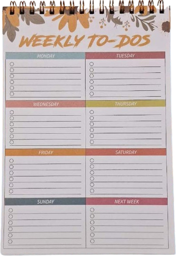Greeshma WEEKLY PLANNER To Do List Notepad Organizer Writing Pad for Home, Office, A5 Planner Single Rule 50 Pages(White)