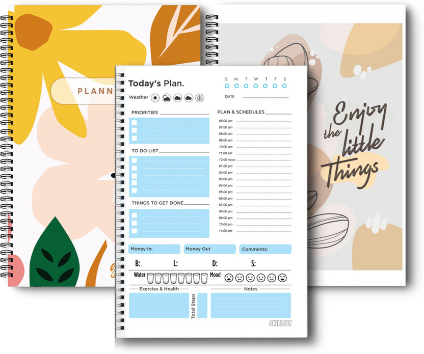SKILLSET Diary A5 Student Planner Spiral Soft Cover 192 Pages A5 Planner Rulling 192 Pages(Multicolor, Pack of 2)