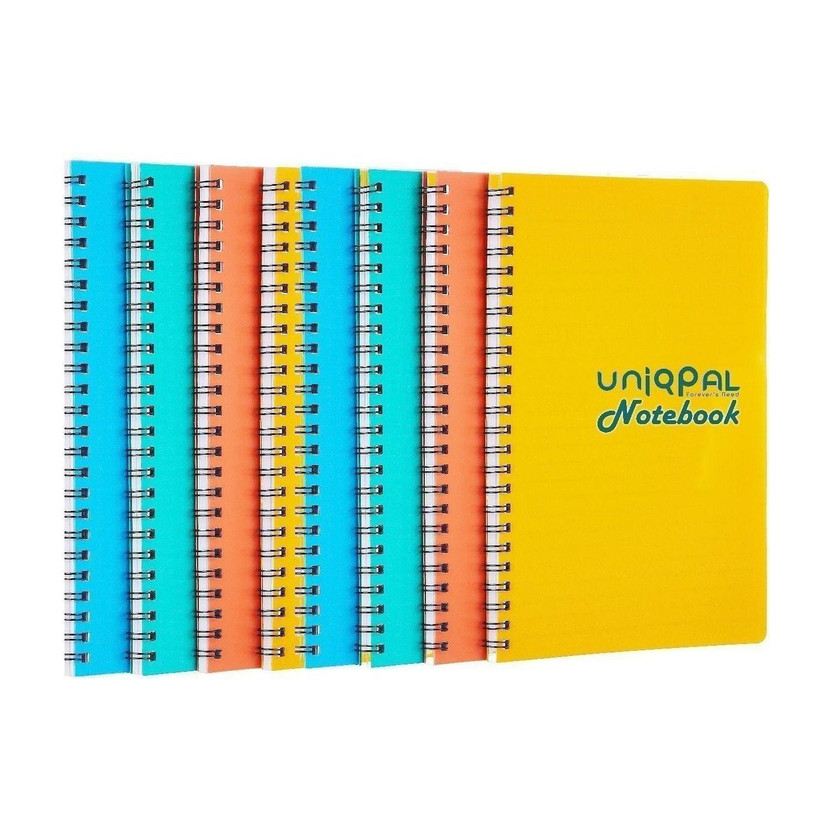 UNIQPAL Set of 8 A4 Notebook Spiral Plain 1600 Pages, Each notebook 200 Pages(Multicolor, Pack of 8)