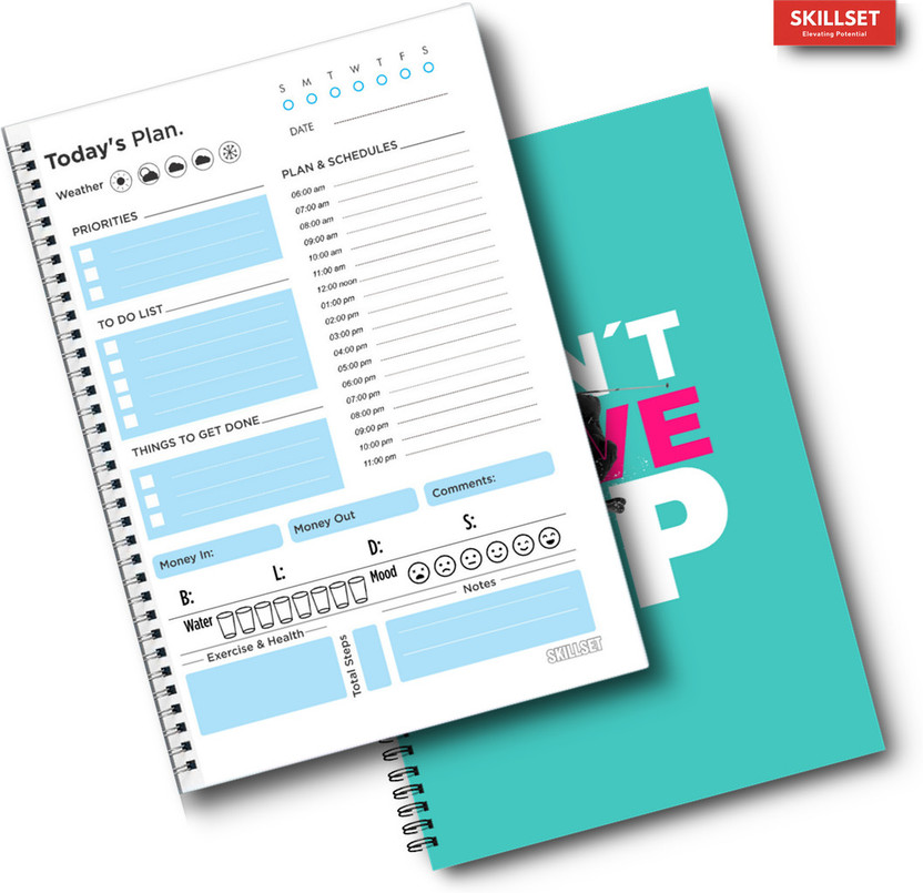 SKILLSET Academic Daily Planner Notebook – Student Study Tracker & To Do List A5 Planner Ruling 192 Pages(Lime Green)