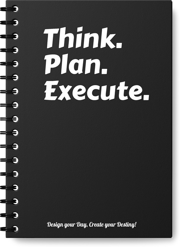 The Papier Ocean Undated Daily Productivity Tracker and Task Organizer A5 Planner/Organizer 80 GSM - 180 Lay Flat - Unique Twin Wiro Binding Design | To do List Ruled 160 Pages(Black Beauty - (Think. Plan. Execute.))