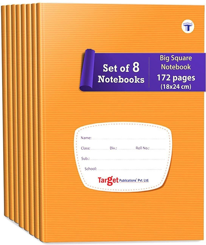 Woodsnipe Big Maths Square Ruled Notebooks | Square 1 inch | 176 Pages A5 Size | Soft Brown Cover | 18 cm x 24 cm Approx | Maths Notebook for Exercise and Practice | Pack of 8 Books | GSM 60 A5 Notebook Square ruled 1408 Pages(Brown, Pack of 8)