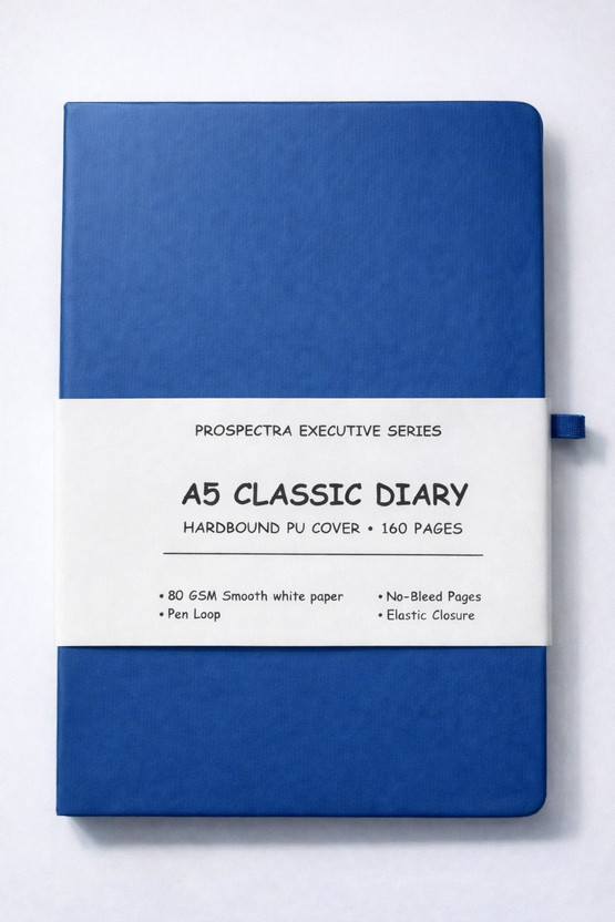 PROSPECTRA Premium Executive Diary Series - Professional & Student Use | PU Hardbound A5 Diary Ruled 160 Pages(Blue)