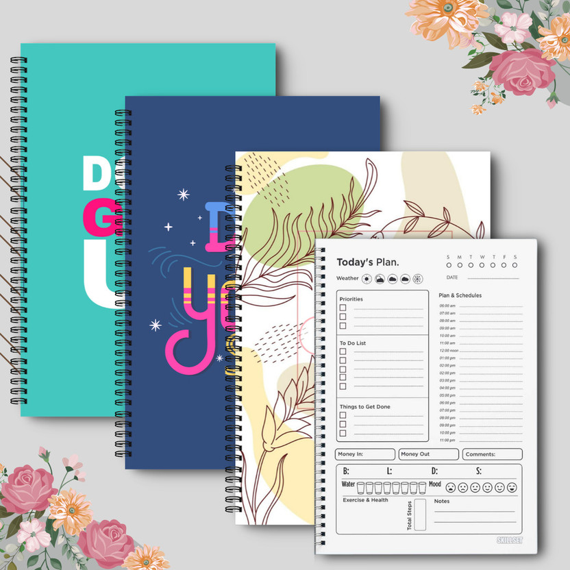 SKILLSET Planner for Daily Productivity Notebook A5 Pack of 3 A5 Planner/Organizer Rulling 144 Pages(Multicolor, Pack of 3)
