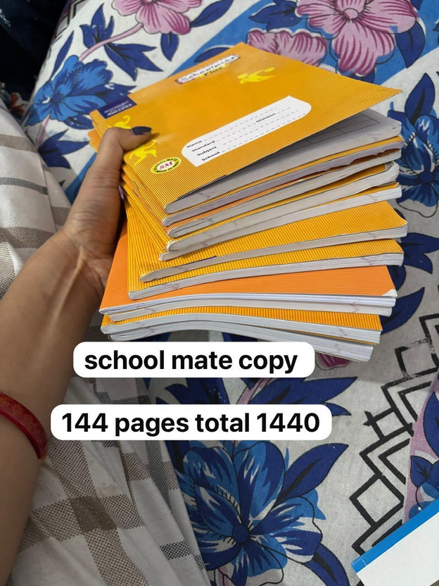 nehakumari school mate copy pack 10 pages 144 total 1440 A5 Notebook Ruled 1440 Pages(Orange, Yellow, Pack of 10)