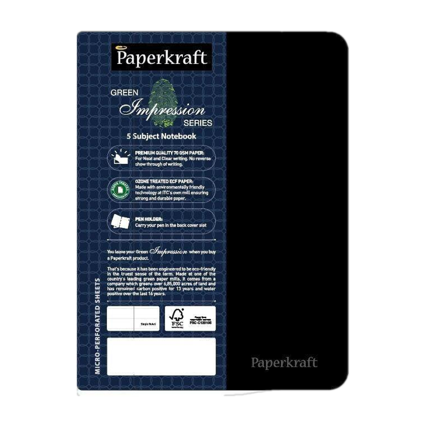 Paperkraft Green Impression Series A5 Notebook Single Line 300 Pages(Black, Blue, White)