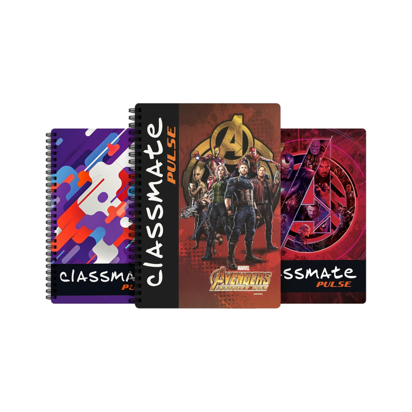 Classmate Pulse 1 Subject (297 X 210 mm) Spiral A4 Notebook Single Line 180 Pages(Multicolor, Pack of 3)
