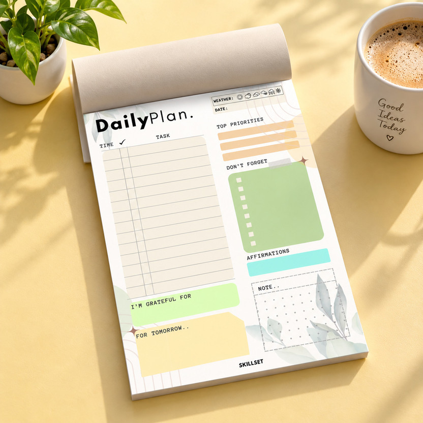 SKILLSET SKILLSET Daily Planner Notebook – To-Do List, Priorities, Reminders & Gratitude A5 Planner/Organizer Ruling 160 Pages(Yellow) - Flipkart Deal