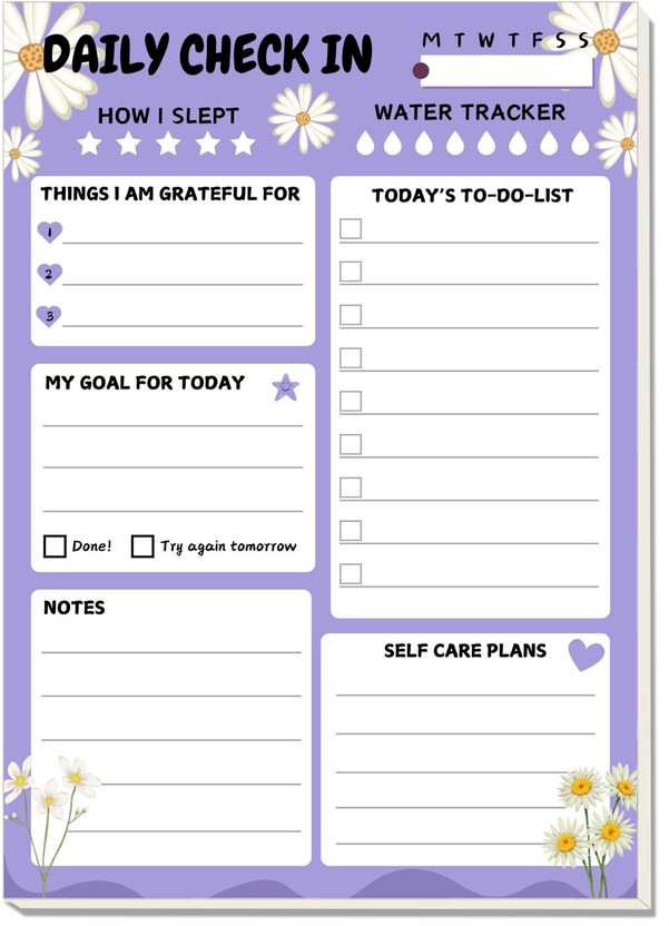 Tanvi To Do List Magnetic Back Notepad-100 Sheets Tear Off, 7.6X5.5 for Study And Work A5 Planner Ruled 100 Pages(Multicolor)