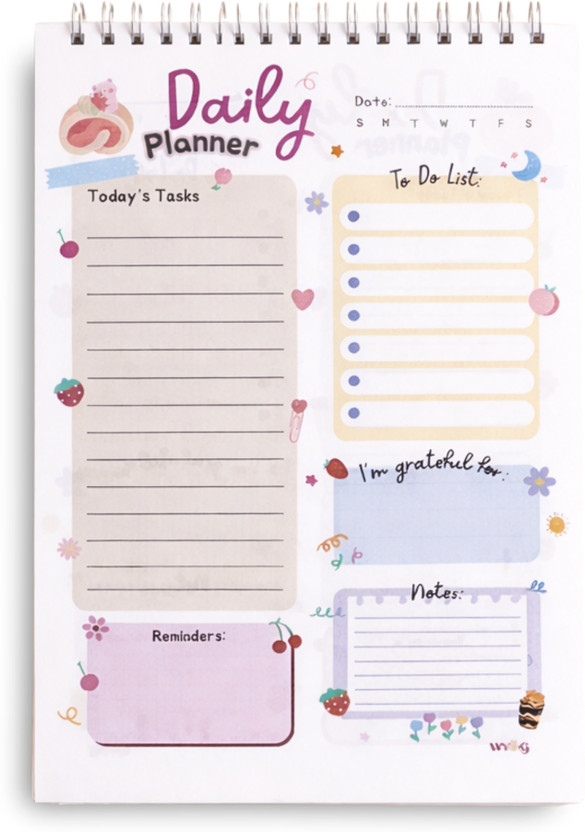WYOG Daily Planner A5 Planner Spiral Dairy 144 Pages(Multicolor)