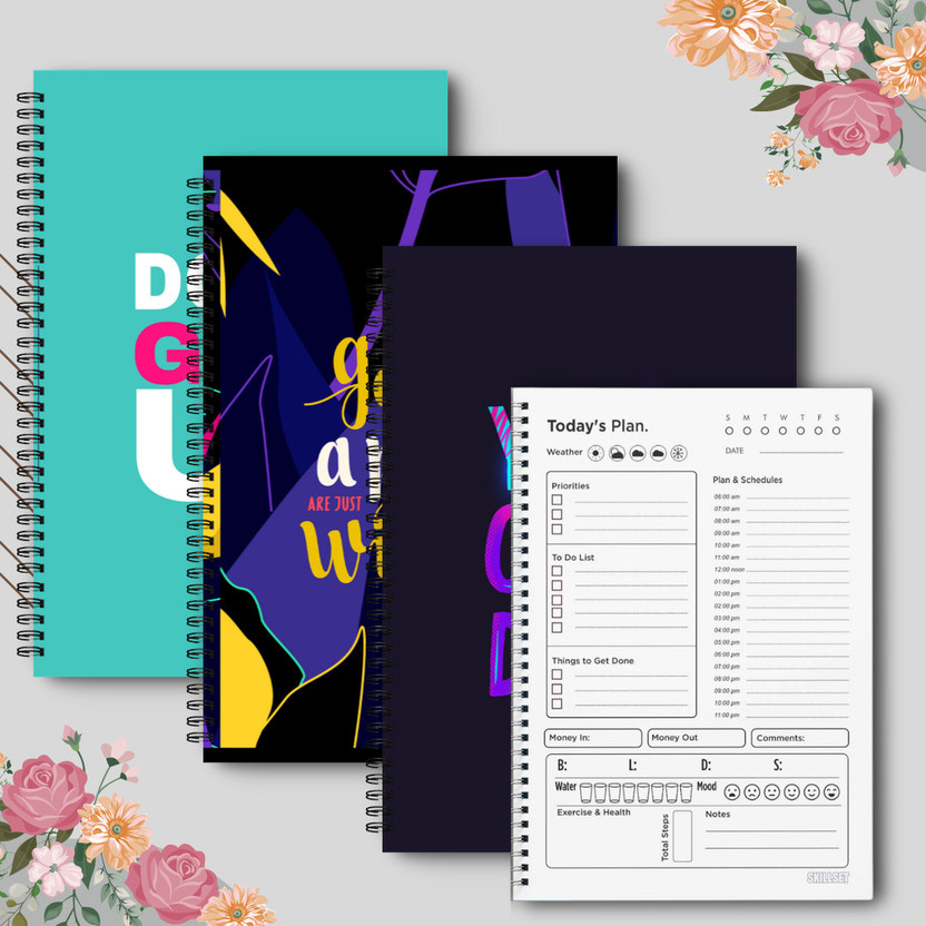 SKILLSET SKILLSET Planner Diary Productivity Notebook Spiral Pack of 3 A5 Planner/Organizer Rulling 144 Pages(Multicolor, Pack of 3) - Flipkart Deal