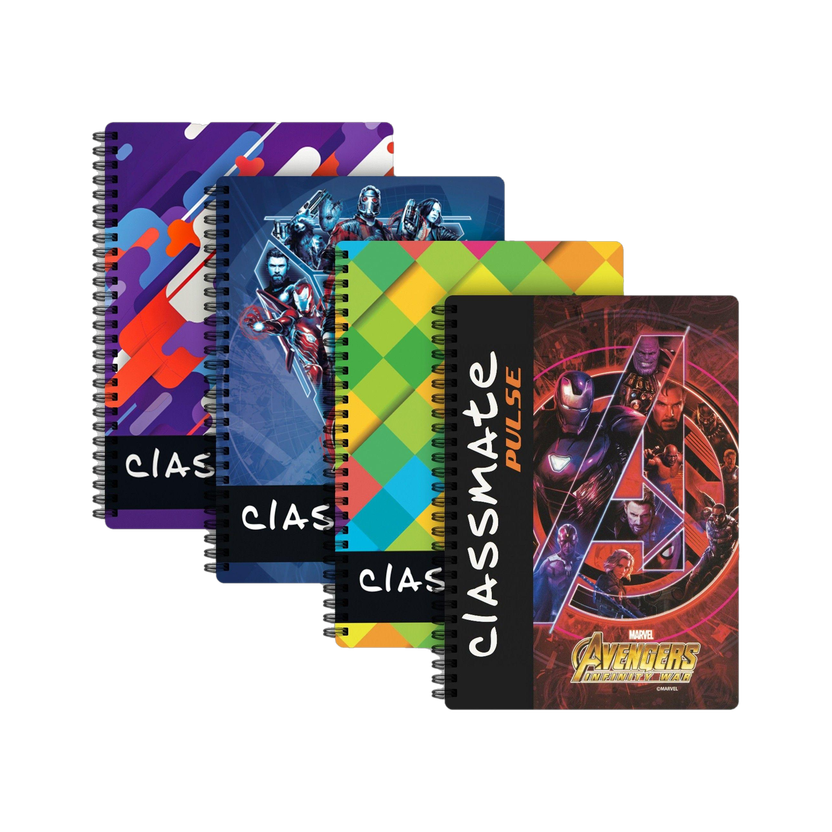 Classmate Pulse 1 Subject (24 X 18 cm) Spiral B5 Notebook Unruled 200 Pages(Multicolor, Pack of 4)