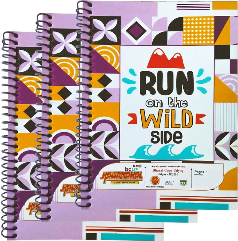 Hawamahal A4 NoteBook A4 Notebook Sinle Line 340 Pages(Multicolor, Pack of 3)