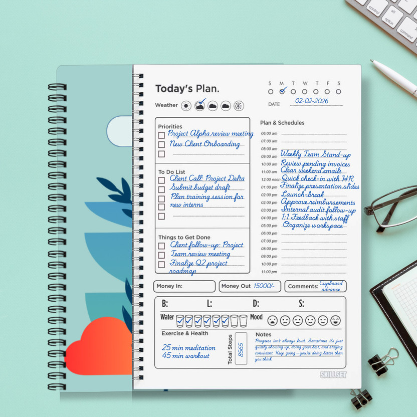 SKILLSET SKILLSET Daily Planner, Goal Setting, Habit Tracker, To-Do, Wellness for Professionals​ A5 Planner RULING 144 Pages(Multicolor) - Flipkart Deal