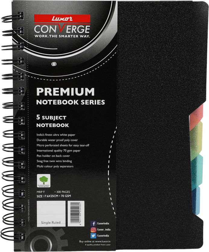 LUXOR Single Ruled B5-300 B5 Notebook Single Ruled 300 Pages(Black)
