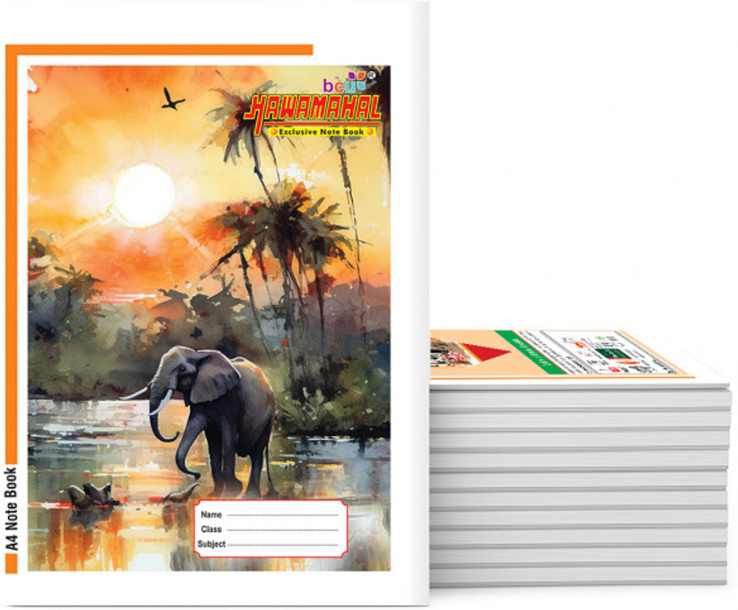 Hawamahal A4 NoteBook A4 Notebook Sinle Line 216 Pages(Multicolor, Pack of 9)