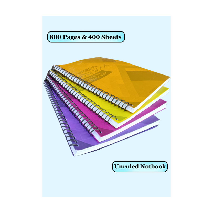 UNIQPAL Set of 4 A4 Notebook Plain 200 Pages(Multicolor, Pack of 4)