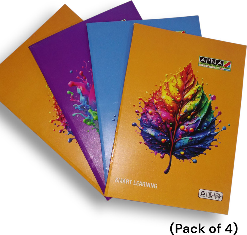 AMAN Apna A4 Notebook Both side Ruled 172 Pages(Multicolor, Pack of 4)