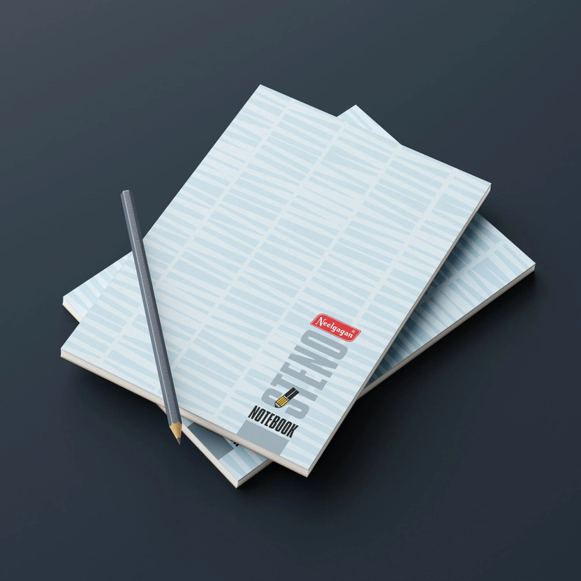 NEELGAGAN Steno Notebook Shorthand Writing Assorted Note Pad Ruled 160 Pages(White Pages. Blue Cover, Pack of 10)