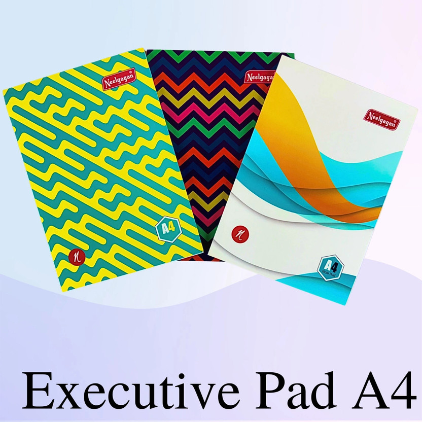 NEELGAGAN Executive Pad A4, (Type : Plain With 100 Pages) (P-5) A4 Note Pad (21.0 cm x 29.7 cm) 100 Pages(Multicolor, Pack of 5)