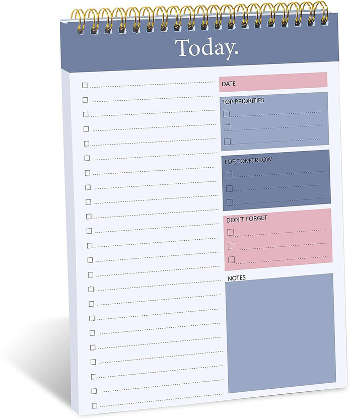 TTWONE Daily Planner Notepad Undated,Planning Pad Checklist Productivity Note Pad B5 Note Pad Ruled 60 Pages(Multicolor)