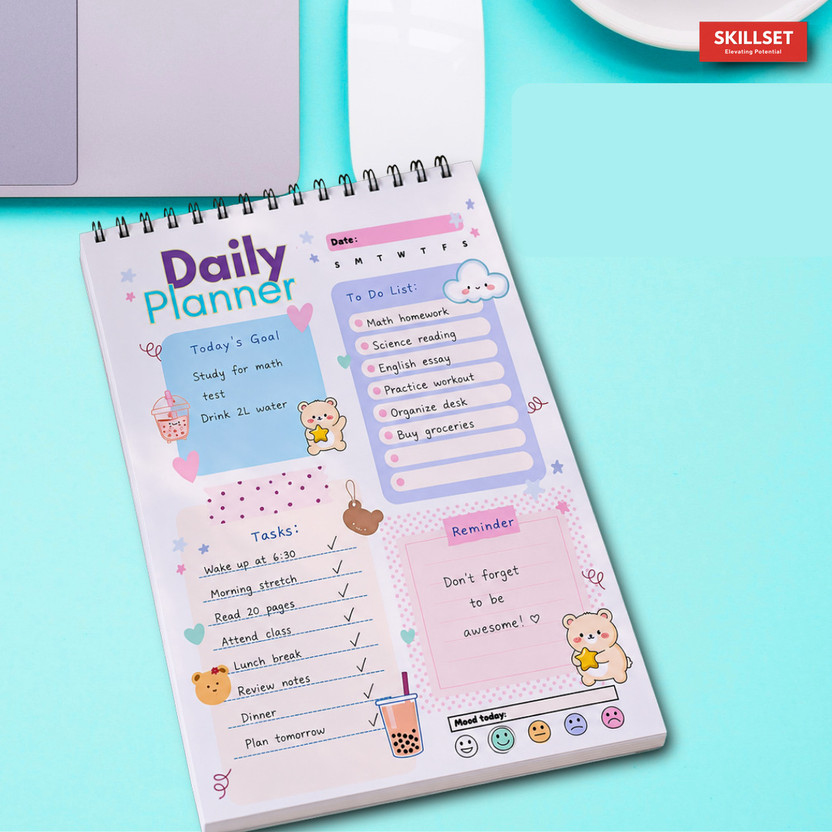 SSKILLSET Daily Productivity Journal Spiral Bound Task & Goal Organizer A5 Planner Ruled 140 Pages(Multicolor)