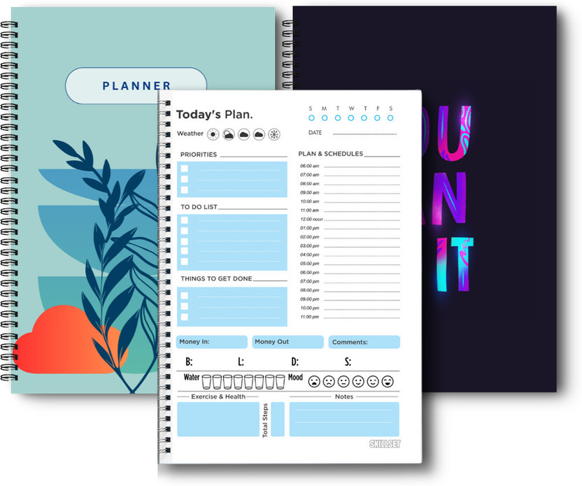 SKILLSET Daily Planner 2026 Daily Planner A5 Pack of 2 A5 Planner Rulling 192 Pages(Multicolor, Pack of 3)