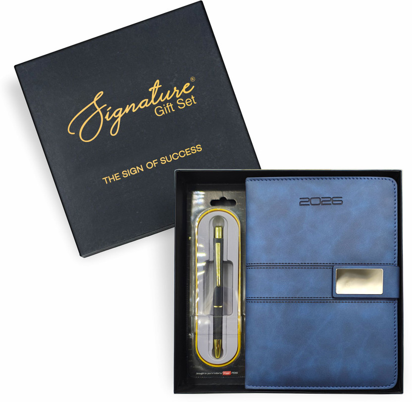 LENOS 2026 + Pierre Cardin Hope Ball Pen A5 Diary Ruled 336 Pages(Blue, Pack of 2)