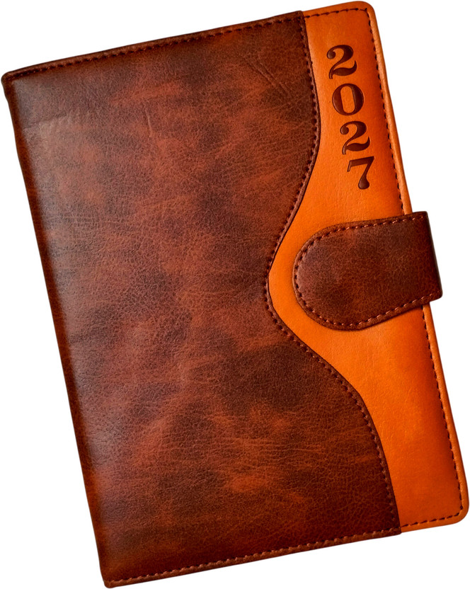 Excel PU Leather Executive Diary Sunday Half pages with Loopy & magnetic lock Regular Diary 2027 with Pen Holder (Cover Design may be Different) Ruled 340 Pages(Multicolor)