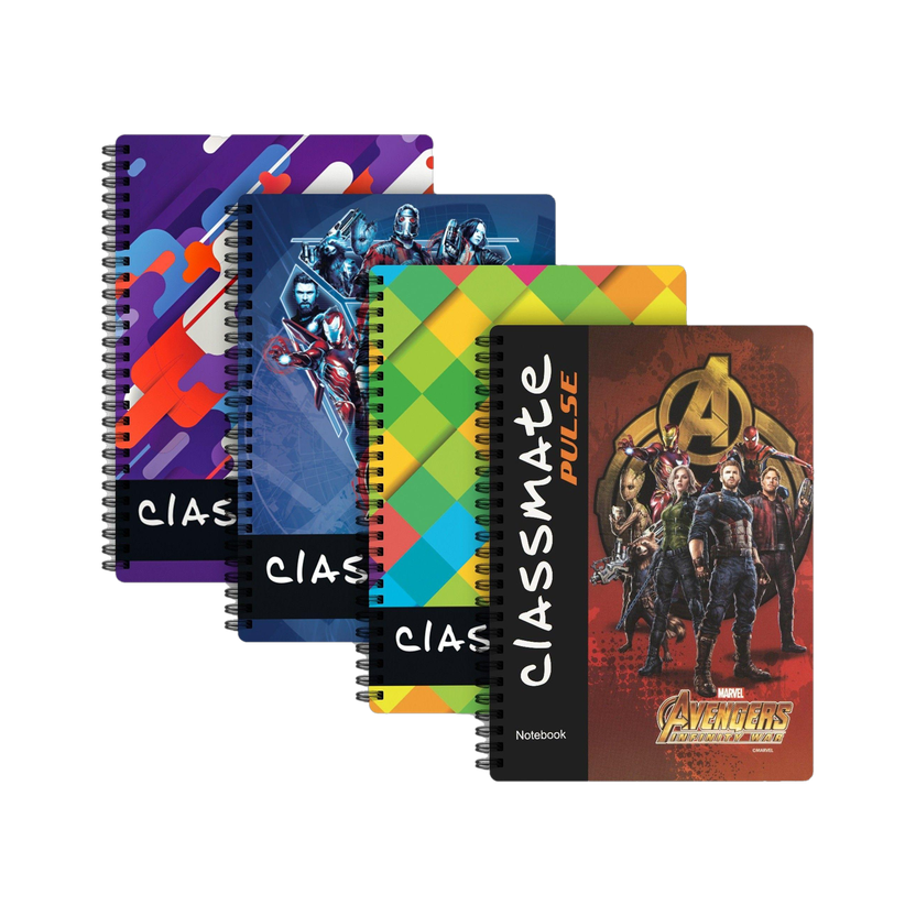 Classmate Pulse 1 Subject (267 X 203 mm) Spiral Regular Notebook Single Line 160 Pages(Multicolor, Pack of 4)