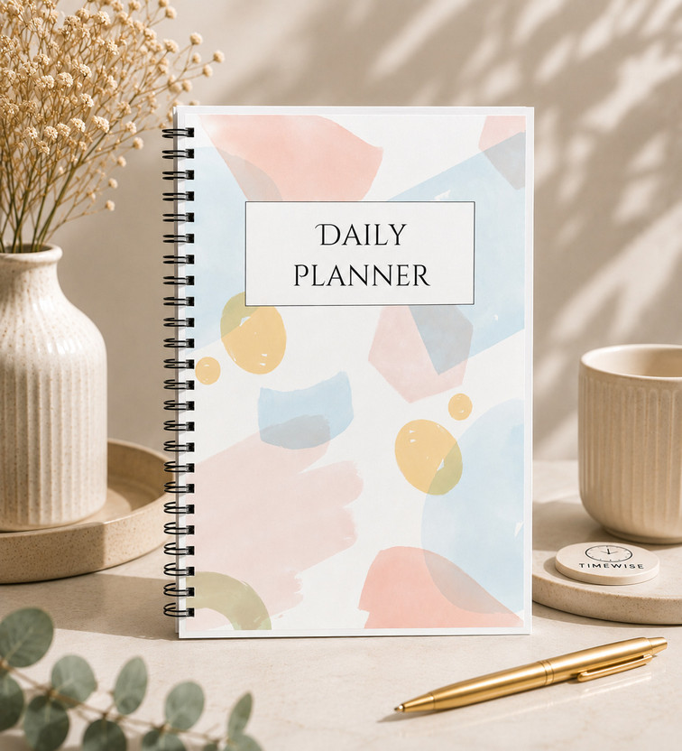 TimeWise Daily Planner Minimalist Schedule your Day Journal A5 Planner Unruled 140 Pages(Yellow)