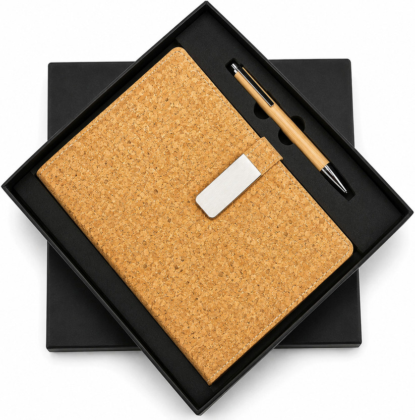 FINARO Corporate Gift Set Diary Pen Combo with Monthly Planner Office Use A5 Diary Ruled 192 Pages(Beige)